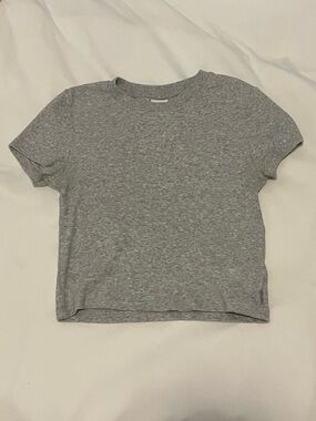Aritzia TNA Gray Short Sleeve Crop Tee